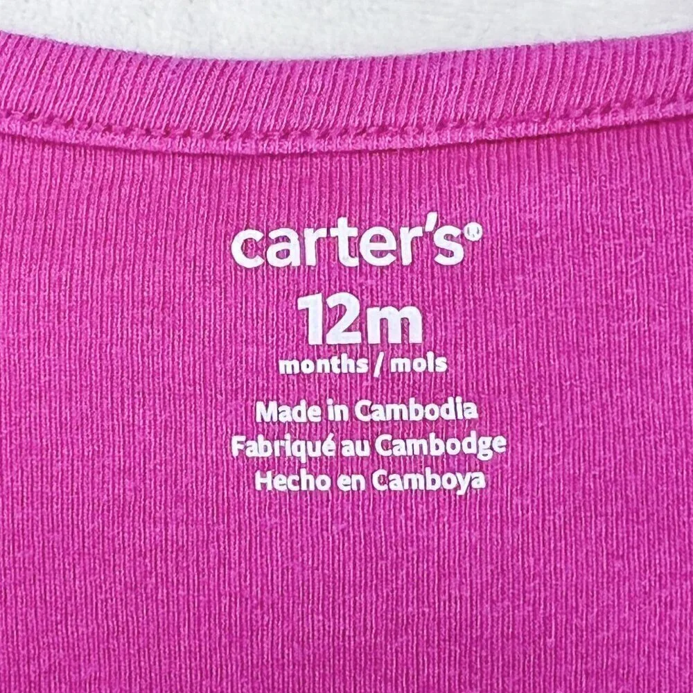 Carter's One Piece Romper | Baby Girls | 12 Months | Pink | Sleeveless